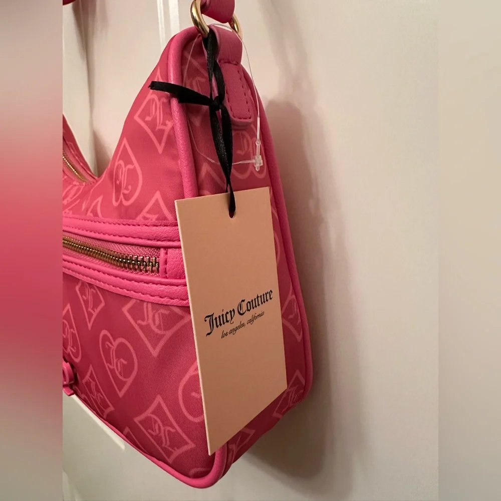 NWT Juicy Couture Bright Hot Pink Monogram Crossbody Bag Y2K Style w/ Coin Pouch - Picture 4 of 13